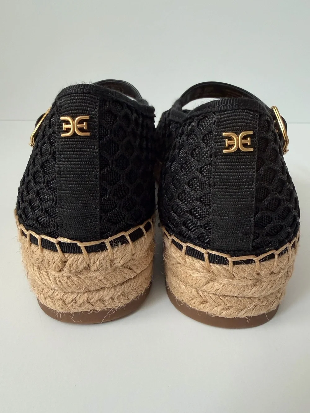 Sam Edelman Mackie Mesh Mary Jane Espadrille Flats in Black, Size 7.5